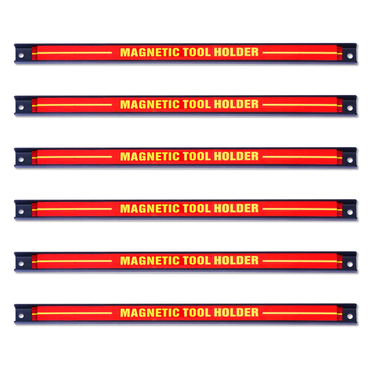 Set 6 portautensili magnetici a barra portata 6x10kg in acciaio cm 46 x 2,3 x 1,25 rosso nero giallo 20_0007234