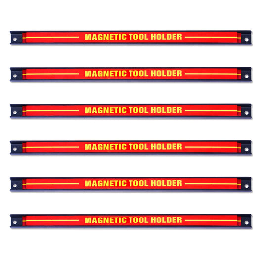 Set 6 portautensili magnetici a barra portata 6x10kg in acciaio cm 46 x 2,3 x 1,25 rosso nero giallo 20_0007234