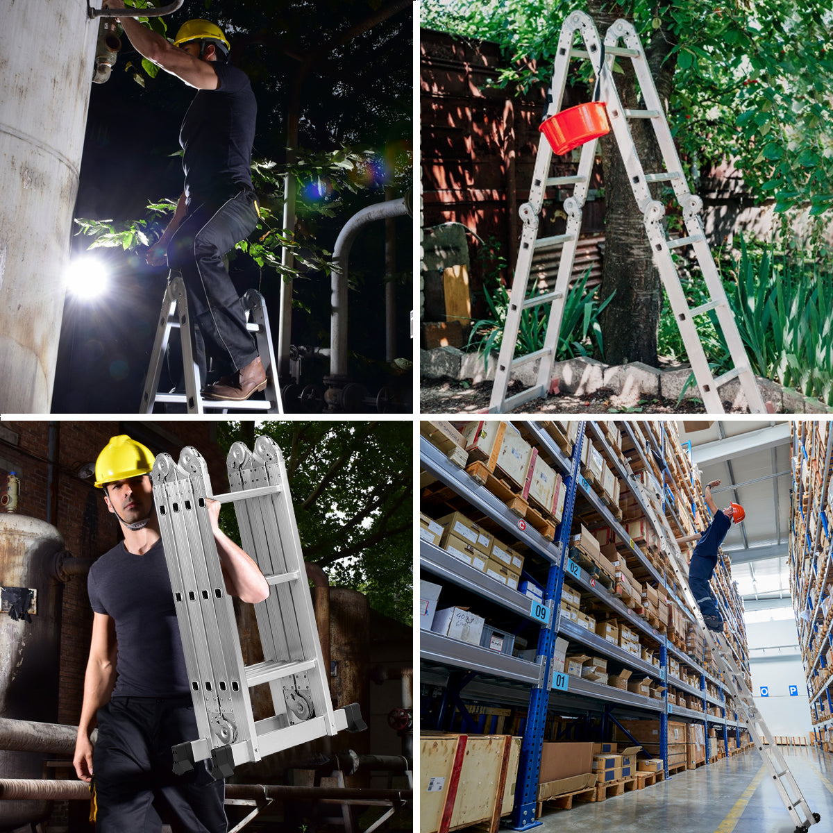 Scala pieghevole resistente in ossido di alluminio per uso interno ed esterno, Piccola scala estensibile leggera-Scale e ponteggi