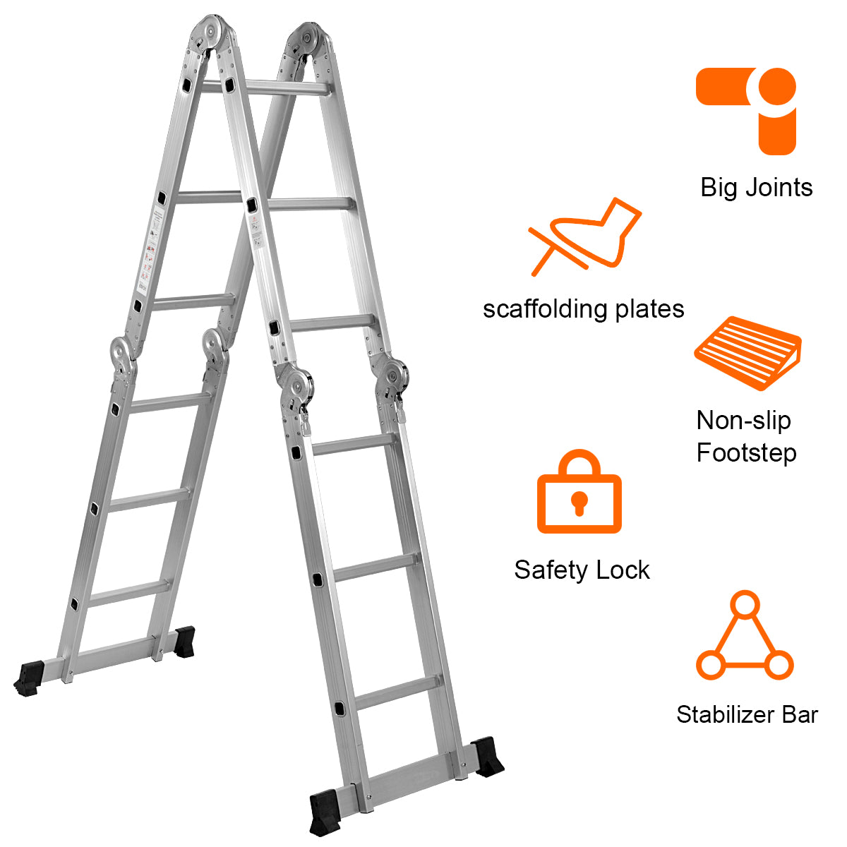 Scala pieghevole resistente in ossido di alluminio per uso interno ed esterno, Piccola scala estensibile leggera-Scale e ponteggi