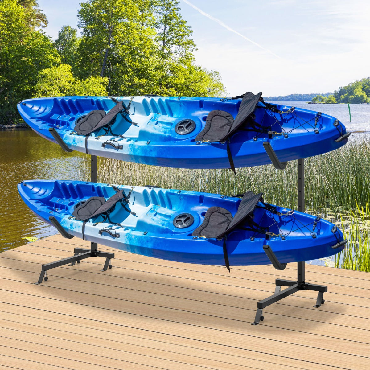 Piedi regolabili porta-kayak autoportante coperture Imbottite capacit¨¤ di carico 80 KG-Supporto tavole da surf con base larga Nero