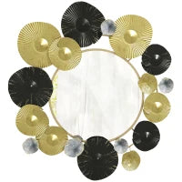 Decorazione da Parete in Metallo con Specchio Decorativo 84x84 cm Oro e Nero