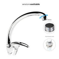 Miscelatore rubinetto per lavello cucina erogazione orientabile *** finitura- cromo lucido, confezione 1