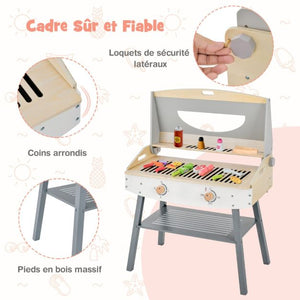 Barbecue giocattolo in legno per bambini 3 anni + 17 accessori coperchio ribaltabile suono realistico regali ideali 20_0005309