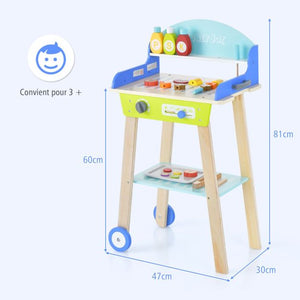 Barbecue giocattolo in legno per bambini 3 anni + 21 accessori con ruote suono realistico regali ideali 20_0007187