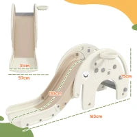 Scivolo per Bambini da Interno 3 in 1 con Canestro e Design a Elefante, Età 1-3 Anni, Bianco Crema