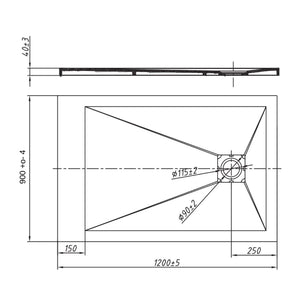 Piatto doccia bianco mineral marmo resina antiscivolo h4 cm *** misure l120 x p90 x h4 cm, confezione 1