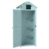 Casetta da Giardino Porta Attrezzi in Legno con 3 Ripiani, 77x54.2x179cm, Blu