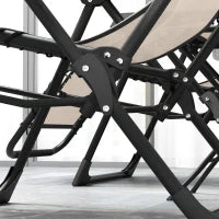 Set 2 Sedie Sdraio a Gravità Zero Pieghevoli con Schienale Regolabile e Tavolino, Beige