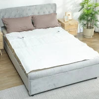 Coperta Elettrica 160x140 cm con 5 Livelli di Calore e 2 Zone di Controllo Indipendenti, in Poliestere Bianco