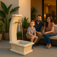 Fontana da giardino modello luna calcestruzzo cemento h100 cm senza rubinetto design elegante