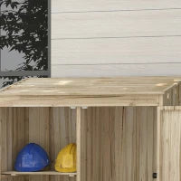 Casetta da Giardino in Legno di Abete con 2 Porte e Ripiani, 120x57x183cm, Naturale