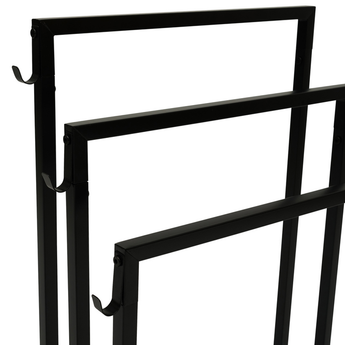 IDMarket - Toallero de 3 niveles DALLAS de metal negro, diseño industrial