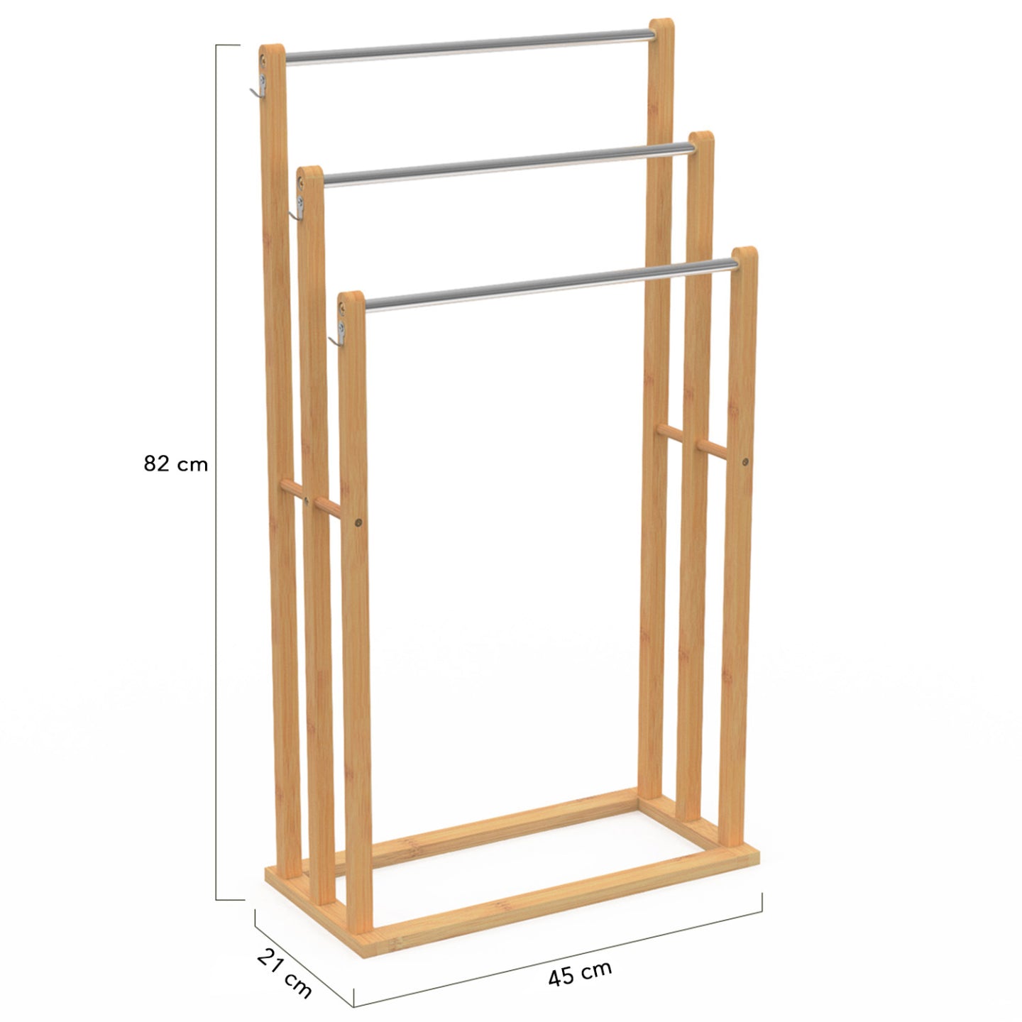 IDMarket - Toallero de 3 niveles RITA de bambú