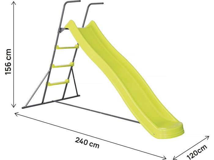 Scivolo da giardino a doppia onda "Poly" verde - 240 x 120 x 156 cm