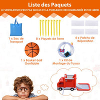 Acquascivolo gonfiabile a tema auto antincendio con palla da basket in piscina per spruzzi senza gonfiatore 20_0006046