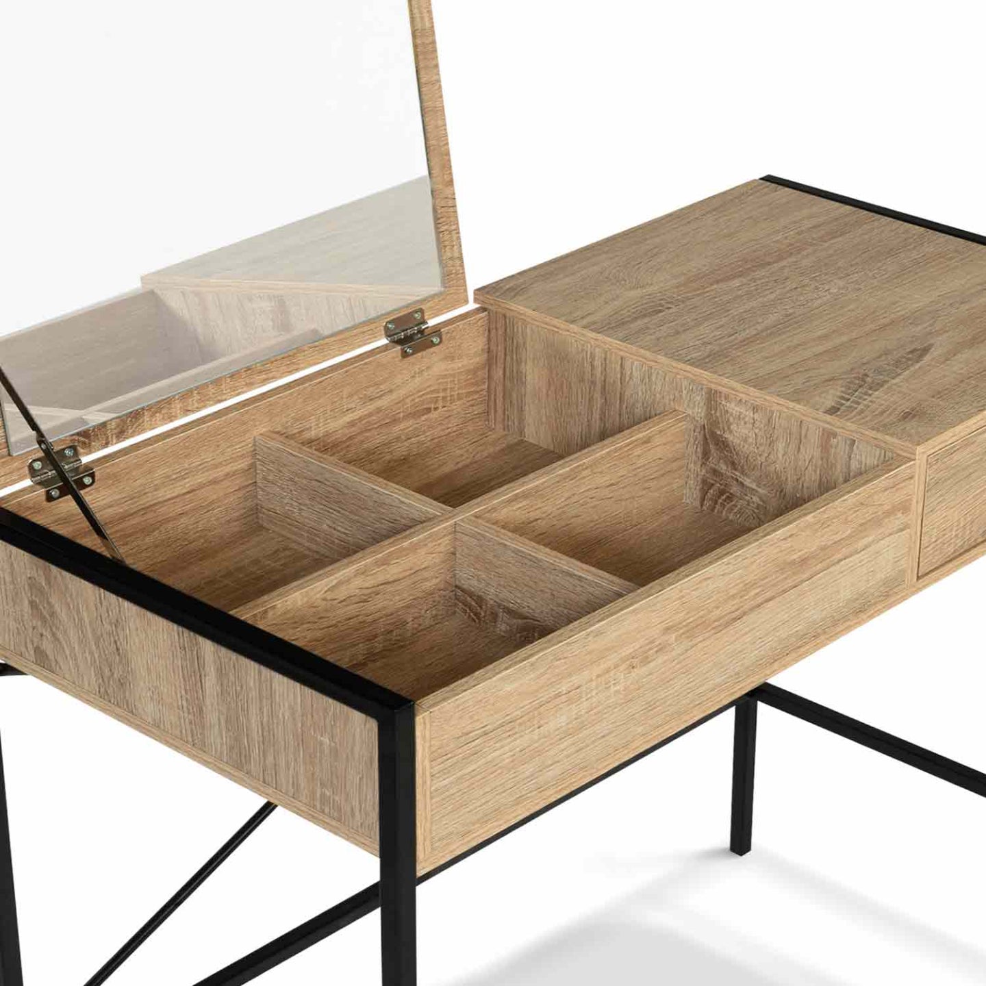 IDMarket - Toeletta con specchio pieghevole di design industriale LUIS