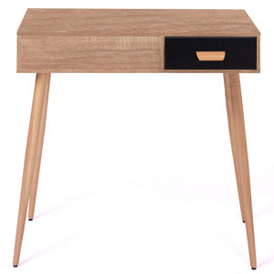 IDMarket - Toeletta con specchio pieghevole scandinavo faggio e nero LISA