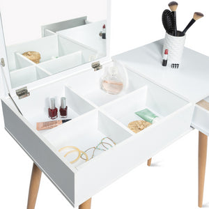 IDMarket - Toeletta con specchio pieghevole scandinavo LISA