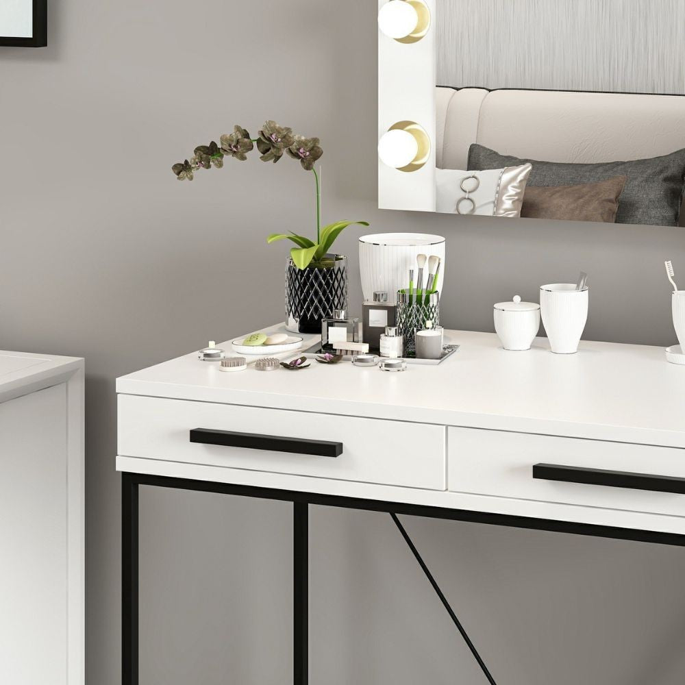 Toeletta da Trucco bianco Sane 90x45x80H: Eleganza e funzionalità per il tuo beauty corner