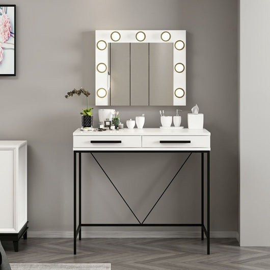 Toeletta da Trucco bianco Sane 90x45x80H: Eleganza e funzionalità per il tuo beauty corner
