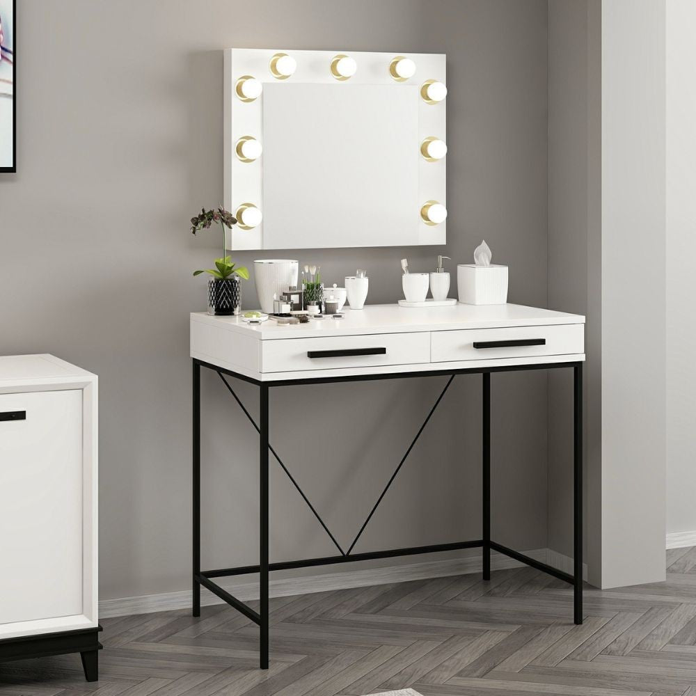 Toeletta da Trucco bianco Sane 90x45x80H: Eleganza e funzionalità per il tuo beauty corner