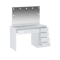 Toeletta trucco Elite bianca con specchio 5 cassetti e lampadine LED 120x55x142,6H