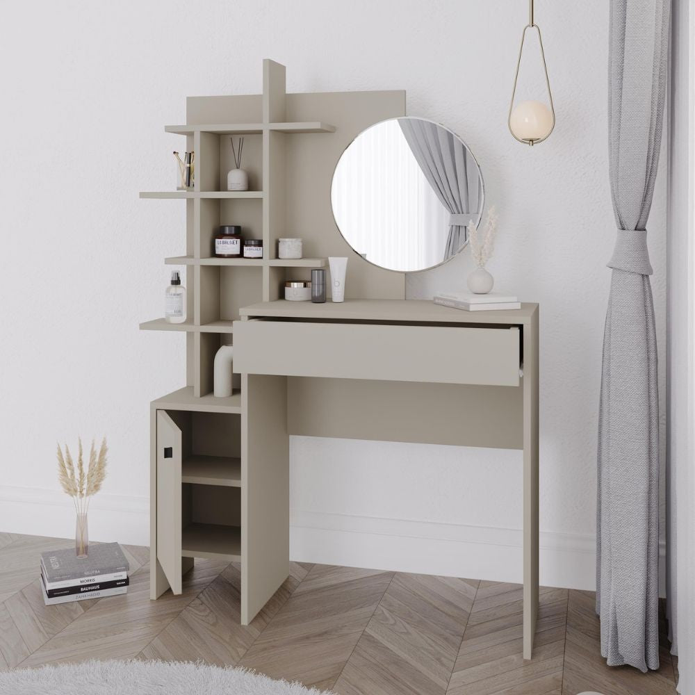 Toeletta trucco Mup con vani a giorno colore cashmere