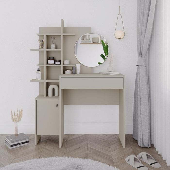 Toeletta trucco Mup con vani a giorno colore cashmere