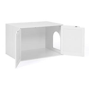 IDMarket - Toilette per gatti a doppia anta bianca