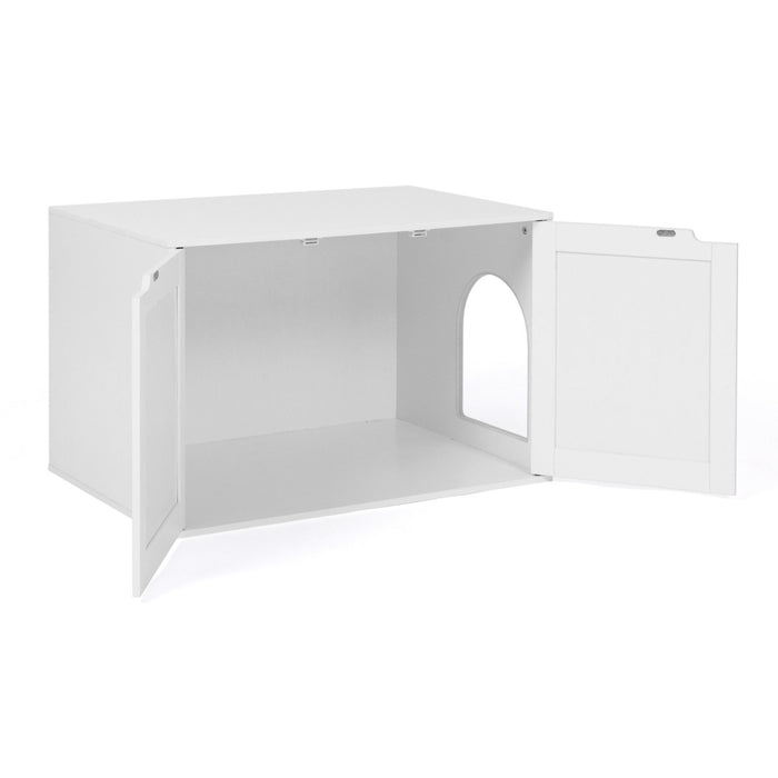 IDMarket - Toilette per gatti a doppia anta bianca