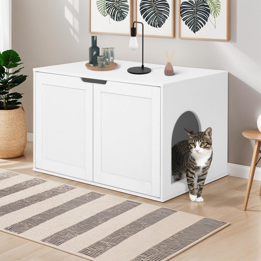 IDMarket - Toilette per gatti a doppia anta bianca