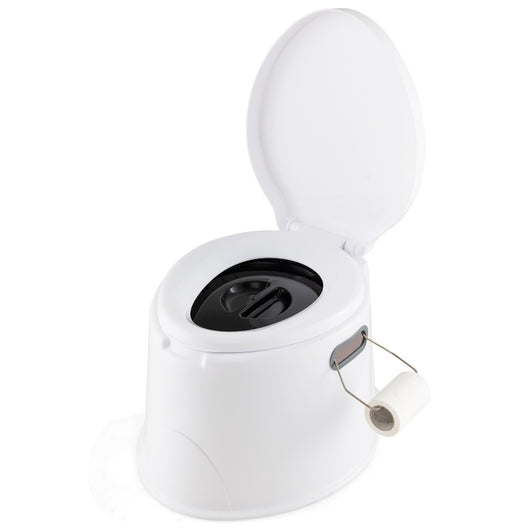Toilette da viaggio portatile per esterni leggera con secchio interno rimovibile-supporto per carta igienica rimovibile Bianco