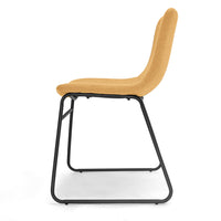 TOKYO - Set di 2 sedie in lino e metallo design moderno. Set di 2 sedie da pranzo, ufficio, studio. Colore giallo senape