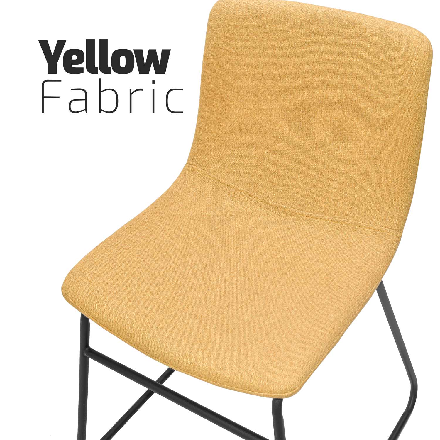 TOKYO - Set di 2 sedie in lino e metallo design moderno. Set di 2 sedie da pranzo, ufficio, studio. Colore giallo senape