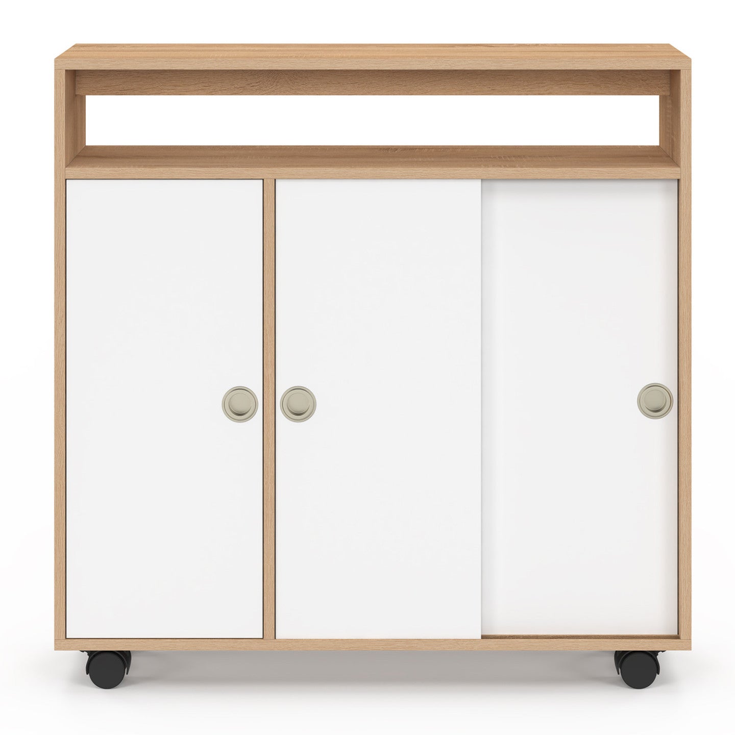 IDMarket - TOMI mobile laterale con rotelle per bagno struttura in faggio piano bianco