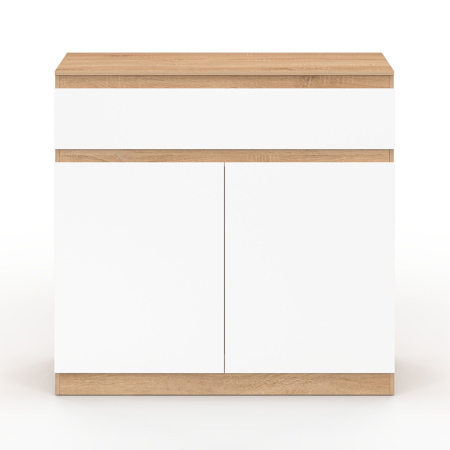 IDMarket - TOMI Scarpiera a 12 paia, 2 ante e 1 cassetto, finitura faggio e bianco