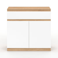 IDMarket - TOMI Scarpiera a 12 paia, 2 ante e 1 cassetto, finitura faggio e bianco