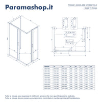 Box doccia nero opaco 3 lati 70x70x70cm con doppio scorrevole e vetro 6mm trasparente h185cm | Tonga