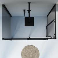 Box doccia nero opaco 3 lati 80x120x80cm con doppio scorrevole e vetro 6mm fumè h185cm | Tonga