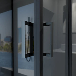 Box doccia nero opaco 3 lati 80x80x80cm con doppio scorrevole e vetro 6mm fumè h185cm | Tonga