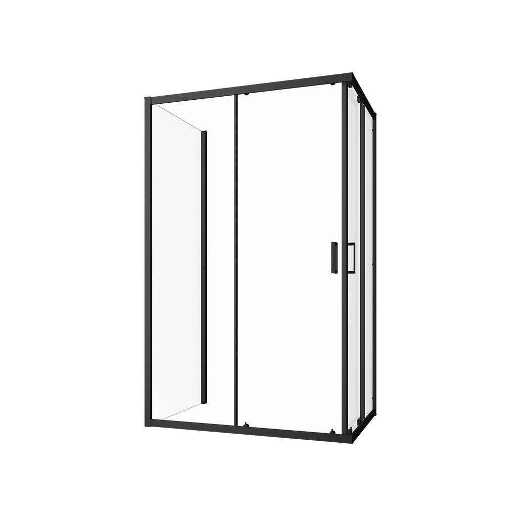 Box doccia nero opaco 3 lati 70x100x70cm con doppio scorrevole e vetro 6mm trasparente h185cm | Tonga