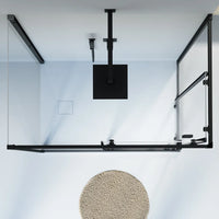 Box doccia nero opaco 3 lati 70x70x70cm con doppio scorrevole e vetro 6mm trasparente h185cm | Tonga