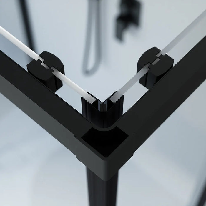 Box doccia nero opaco 3 lati 70x70x70cm con doppio scorrevole e vetro 6mm trasparente h185cm | Tonga