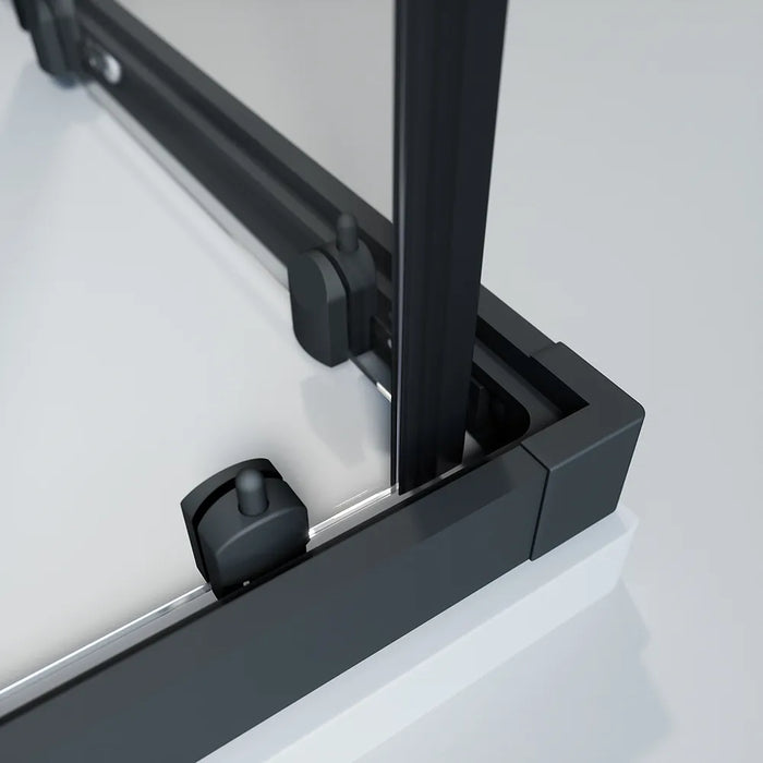 Box doccia nero opaco 3 lati 70x70x70cm con doppio scorrevole e vetro 6mm trasparente h185cm | Tonga