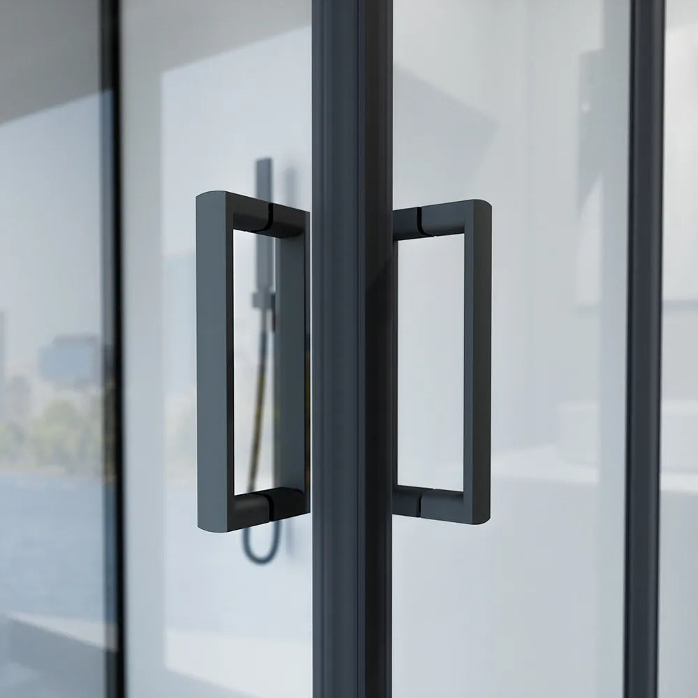 Box doccia nero opaco 3 lati 80x120x80cm con doppio scorrevole e vetro 6mm trasparente h185cm | Tonga