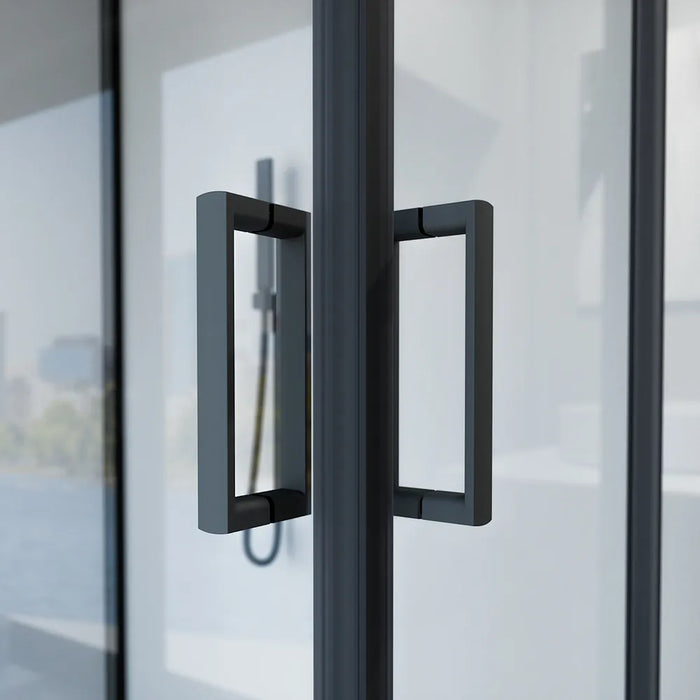 Box doccia nero opaco 3 lati 80x120x80cm con doppio scorrevole e vetro 6mm trasparente h185cm | Tonga