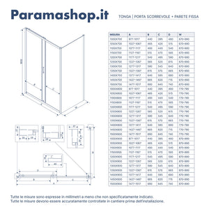 Box doccia 135x70 cm scorrevole vetro 6mm trasparente profili cromati h185 | Tonga