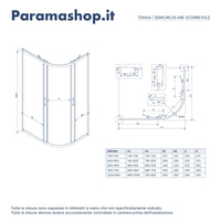 Box doccia semicircolare 80x80 cm profili cromati vetro 6 mm stampato h185 | Tonga