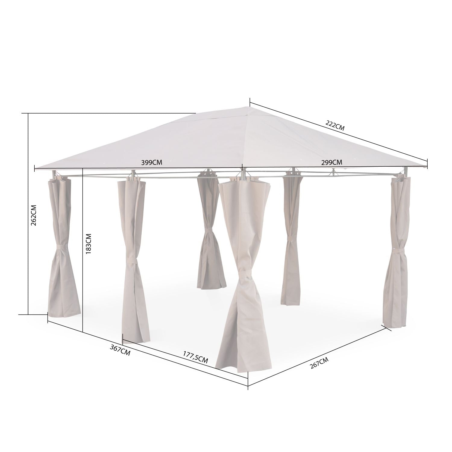 3x4m pergola da giardino  struttura in alluminio con tende scorrevoli,
